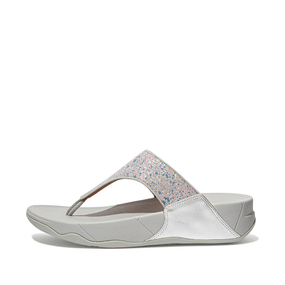 Fitflop Womens Sandals - Lulu Shimmer Toe-post - Silver - 329-YOSCGN